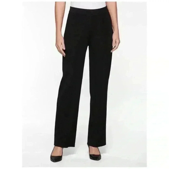 Misook Stretch Knit Wide Leg Pull-On Pants | Black - Picture 1 of 7